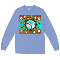 Colony Blue baseball turquoise sunflower Long Sleeve Tee - JahusDesignShop