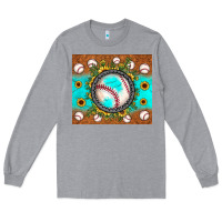 Heather Grey baseball turquoise sunflower Long Sleeve Tee - JahusDesignShop