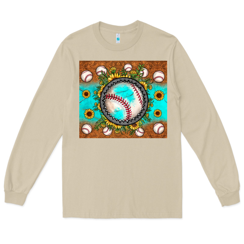 Baseball Turquoise Sunflower Long Sleeve Tee by JahusDesignShop | Teevron