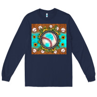 Navy baseball turquoise sunflower Long Sleeve Tee - JahusDesignShop