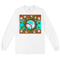 White baseball turquoise sunflower Long Sleeve Tee - JahusDesignShop