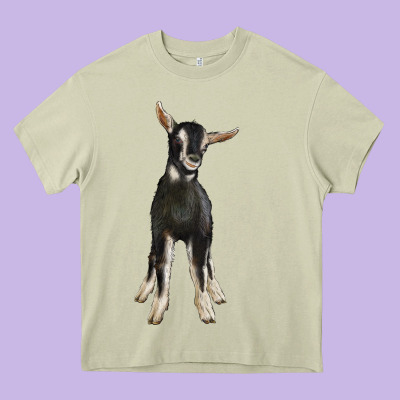 Hand Drawn Baby Alpine Goat Heavy Core Tee Designed By Lillyallendesigns
