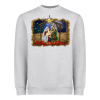 Heather Grey merry christmas holy family Heavyweight Sweatshirt - RanaPortraitStore