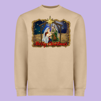 Merry Christmas Holy Family Heavyweight Sweatshirt Designed By Ranaportraitstore