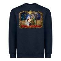 Navy merry christmas holy family Heavyweight Sweatshirt - RanaPortraitStore