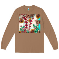 Baseball Leopard Turquoise Cactus Sunflower Long Sleeve Tee | Teevron
