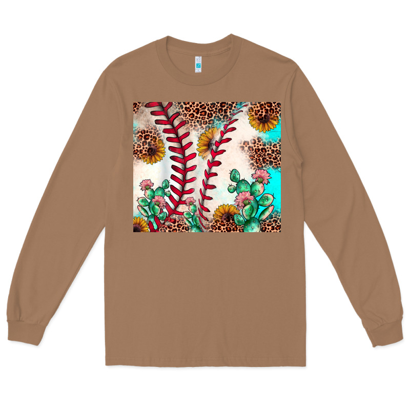 Baseball Leopard Turquoise Cactus Sunflower Long Sleeve Tee by JahusDesignShop | Teevron