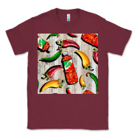 Burgundy mexican chili and pepper seamless pattern Classic Tee - BundleAndBundleShop