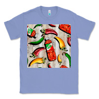 Colony Blue mexican chili and pepper seamless pattern Classic Tee - BundleAndBundleShop