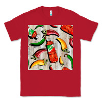 Red mexican chili and pepper seamless pattern Classic Tee - BundleAndBundleShop