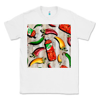 White mexican chili and pepper seamless pattern Classic Tee - BundleAndBundleShop