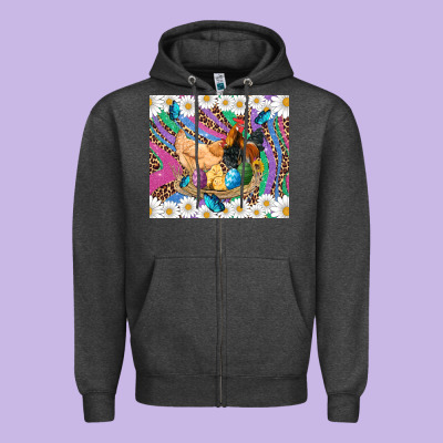 Easter Farm Chicken Chick Rooster Daisys Butterfly Sunflower Eggs Glit Zipper Hoodie Designed By Artiststas