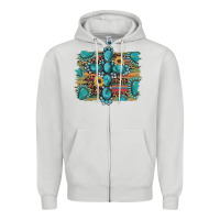 Dove Grey western gemstone cross sunflowers serape leopard glitter Zipper Hoodie - Artiststas