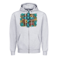 Heather Grey western gemstone cross sunflowers serape leopard glitter Zipper Hoodie - Artiststas