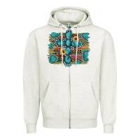 Oatmeal Heather western gemstone cross sunflowers serape leopard glitter Zipper Hoodie - Artiststas