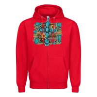 Red western gemstone cross sunflowers serape leopard glitter Zipper Hoodie - Artiststas