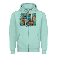 Seafoam western gemstone cross sunflowers serape leopard glitter Zipper Hoodie - Artiststas