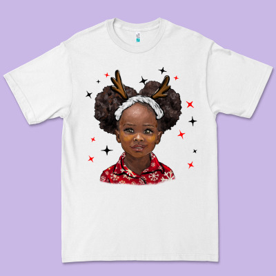 Christmas African Girl Premium Tee Designed By Barkaloodesign