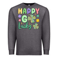 Charcoal Heather happy go lucky Premium Sweatshirt - MaliasSmallBusiness