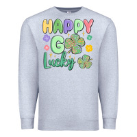 Heather Grey happy go lucky Premium Sweatshirt - MaliasSmallBusiness