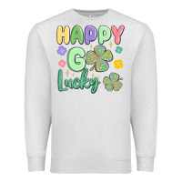 Oatmeal Heather happy go lucky Premium Sweatshirt - MaliasSmallBusiness