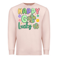 Pale Pink happy go lucky Premium Sweatshirt - MaliasSmallBusiness