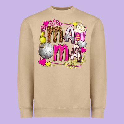 Mama Volleyball With Popcorn Heavyweight Sweatshirt Designed By Texasbilliewilder