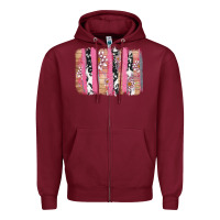 Burgundy v.d cow and lotus brushstrock Zipper Hoodie - AdoDesignShop