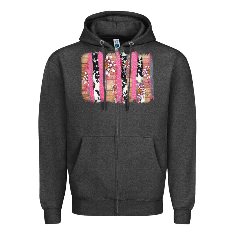 V.d Cow And Lotus Brushstrock Zipper Hoodie by AdoDesignShop | Teevron