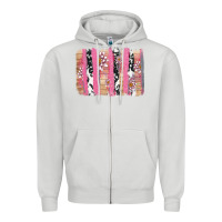 Dove Grey v.d cow and lotus brushstrock Zipper Hoodie - AdoDesignShop