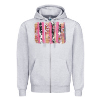 Heather Grey v.d cow and lotus brushstrock Zipper Hoodie - AdoDesignShop