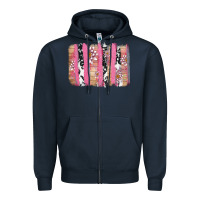Navy v.d cow and lotus brushstrock Zipper Hoodie - AdoDesignShop