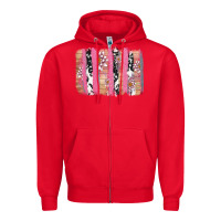 Red v.d cow and lotus brushstrock Zipper Hoodie - AdoDesignShop