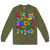 Army Green rock your  world down syndrome Long Sleeve Tee - Artiststas