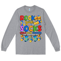 Heather Grey rock your  world down syndrome Long Sleeve Tee - Artiststas