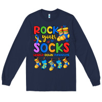 Navy rock your  world down syndrome Long Sleeve Tee - Artiststas
