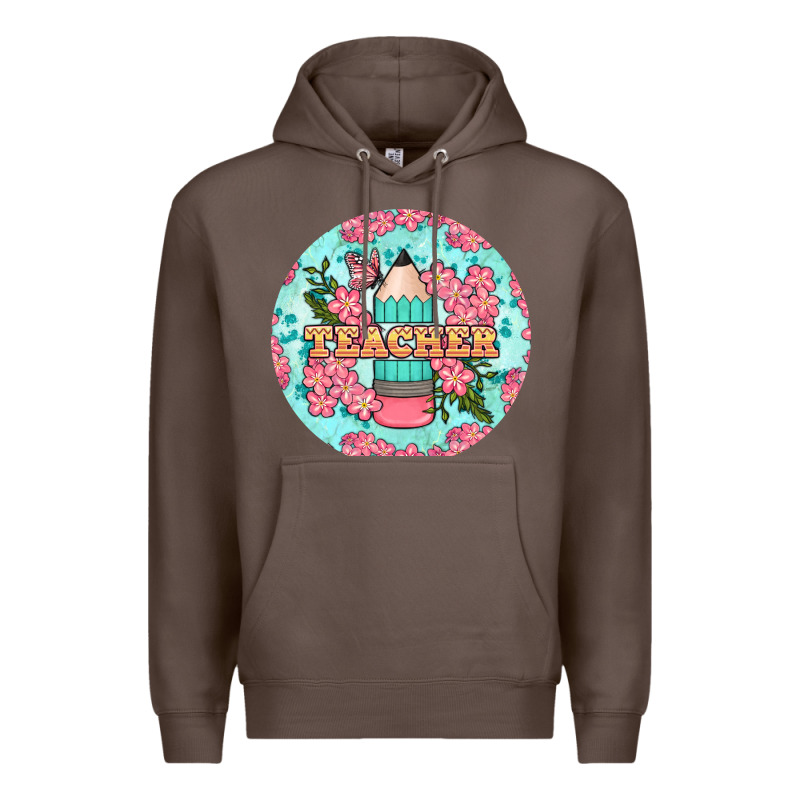 Teacher Floral Pencil Round Earring Premium Hoodie by BundleAndBundleShop | Teevron