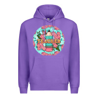 Purple teacher floral pencil round earring Premium Hoodie - BundleAndBundleShop