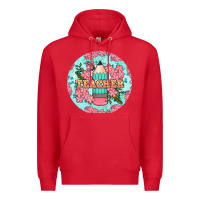 Red teacher floral pencil round earring Premium Hoodie - BundleAndBundleShop