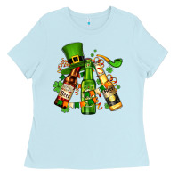 Baby Blue st patrick's beers flags and hat Ladies Tee - AdoDesignShop