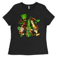 Black st patrick's beers flags and hat Ladies Tee - AdoDesignShop