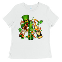 White st patrick's beers flags and hat Ladies Tee - AdoDesignShop