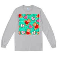 Moon Dust valentines day teddy bears and cookies seamless pattern Long Sleeve Tee - BundleAndBundleShop