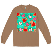 Toasted Coconut valentines day teddy bears and cookies seamless pattern Long Sleeve Tee - BundleAndBundleShop