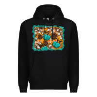 Black fall pumpkin distressed background Premium Hoodie - BundleAndBundleShop