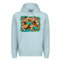 Blue Mist fall pumpkin distressed background Premium Hoodie - BundleAndBundleShop