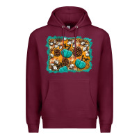 Burgundy fall pumpkin distressed background Premium Hoodie - BundleAndBundleShop
