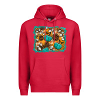 Cardinal fall pumpkin distressed background Premium Hoodie - BundleAndBundleShop