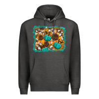 Charcoal Heather fall pumpkin distressed background Premium Hoodie - BundleAndBundleShop