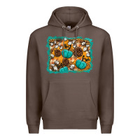 Coffee fall pumpkin distressed background Premium Hoodie - BundleAndBundleShop